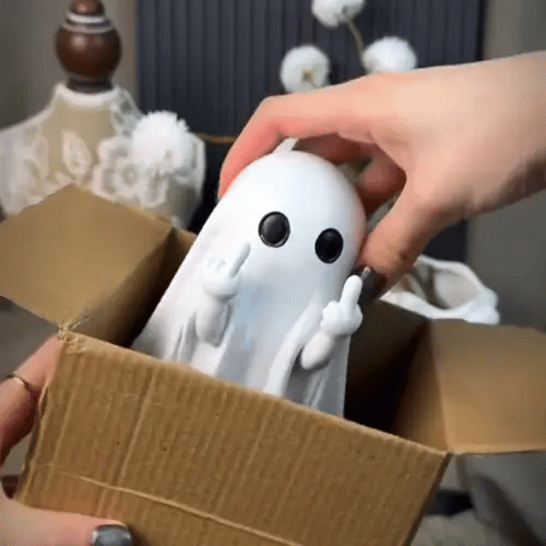Cute Middle Finger Ghost Statue