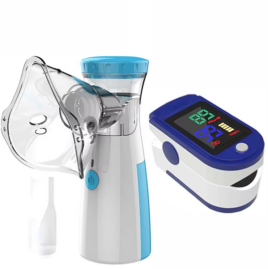 Portable Mesh Nebulizer + Digital Pulse Oximeter - Silent Portable with Auto-Cleaning for Adults and Children £22.50