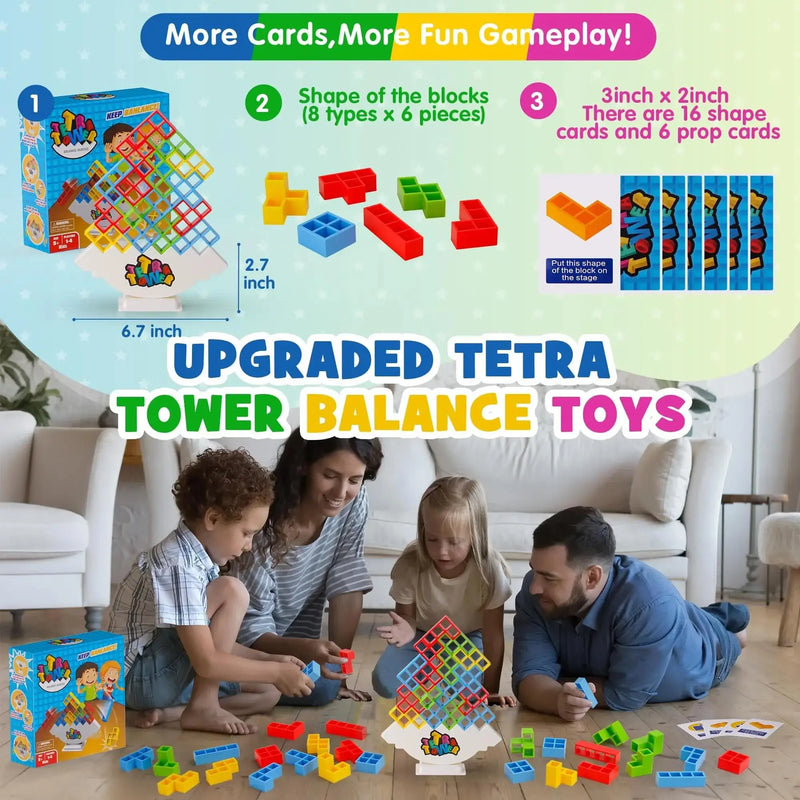 Tetra Tower Fun Balance Stacking Building Blocks Board