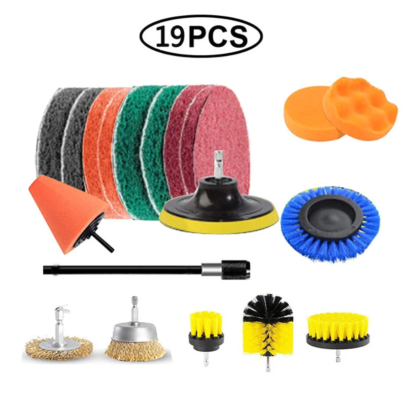 Electric Cleaning Kit – Multi-purpose Brushes and Sponges for Home and Car Cleaning