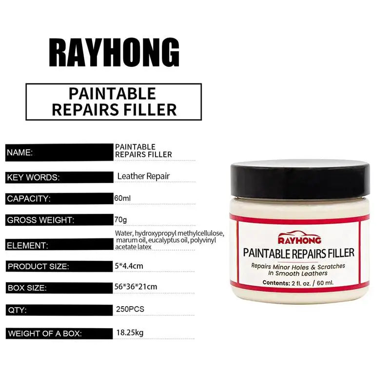 Leather Filling Paste - Repair Compound for Cracks, Tears, and Burns in Leather