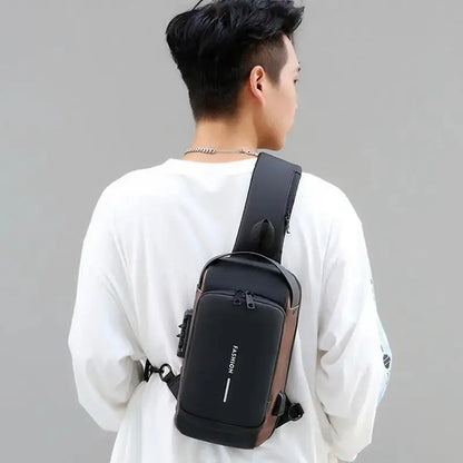 New Men's Anti theft Chest Bag USB Charging Shoulder Strap School Short distance Gym Exercise