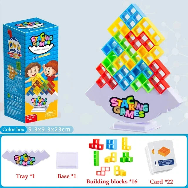 Tetra Tower Fun Balance Stacking Building Blocks Board