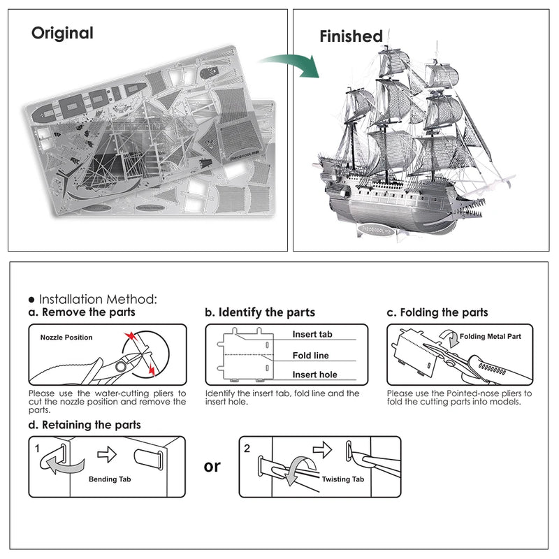 Piececool Model Building Kit - The Flying Dutchman 3D Metal Puzzle