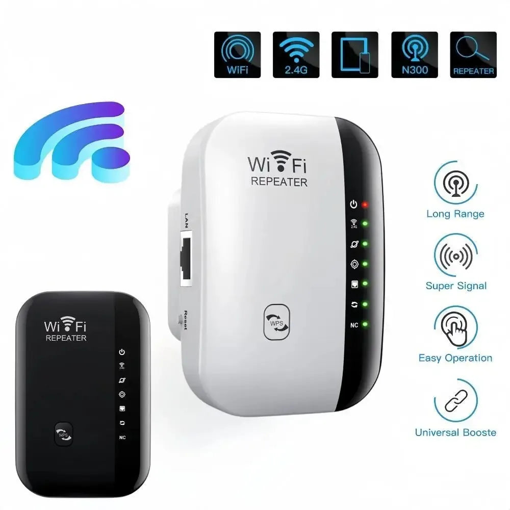 300Mbps Wi-Fi Repeater - Signal Booster for Home/Office