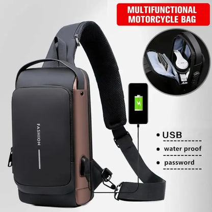 New Men's Anti theft Chest Bag USB Charging Shoulder Strap School Short distance Gym Exercise