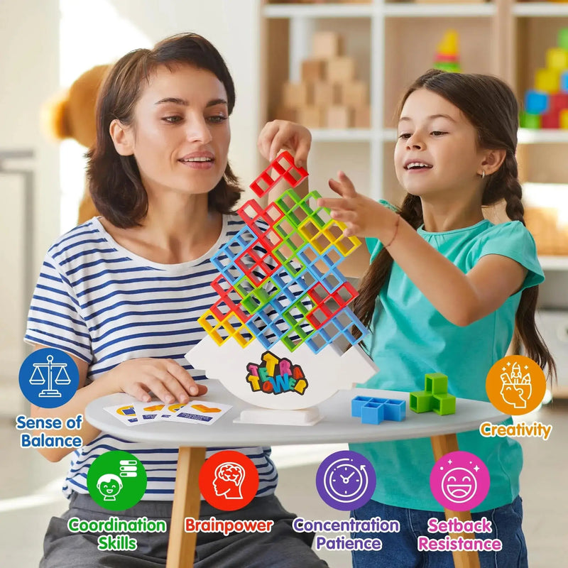 Tetra Tower Fun Balance Stacking Building Blocks Board