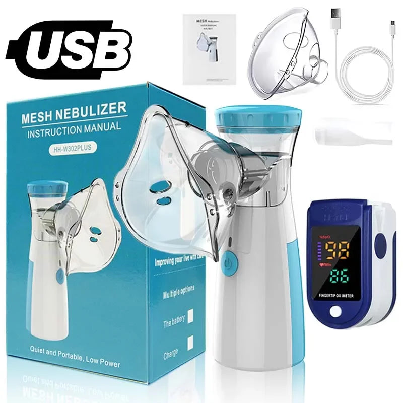 Portable Mesh Nebulizer + Digital Pulse Oximeter - Silent Portable with Auto-Cleaning for Adults and Children £22.50
