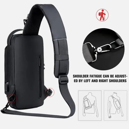 New Men's Anti theft Chest Bag USB Charging Shoulder Strap School Short distance Gym Exercise
