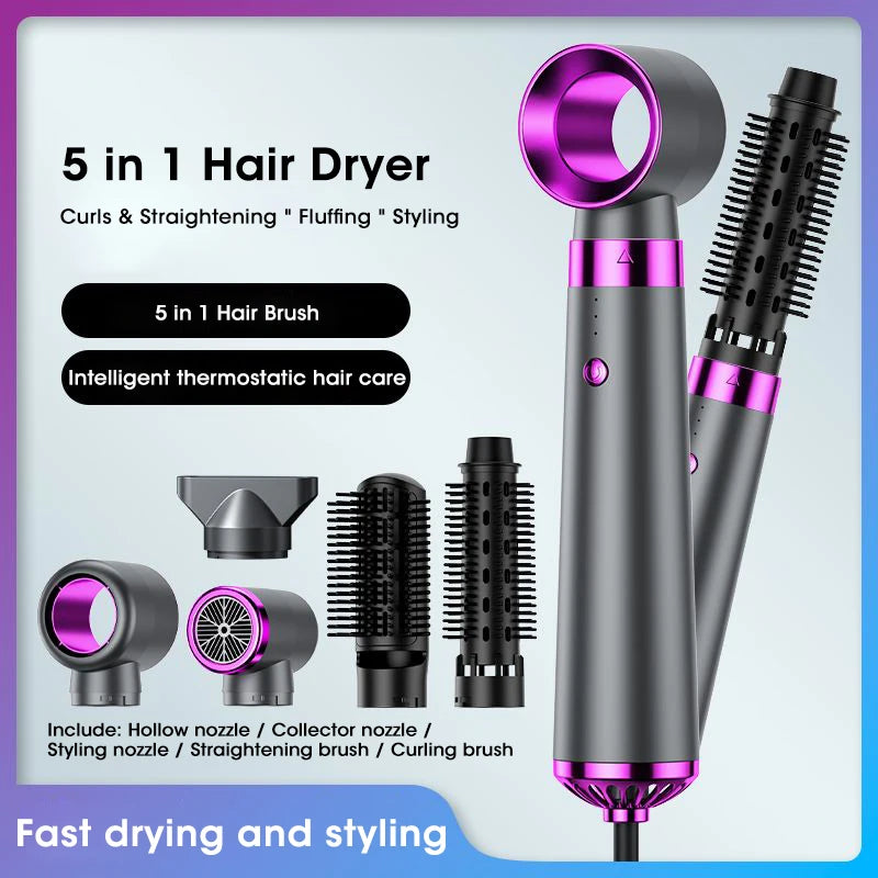 Electric Hair Dryer 5 in 1 Multifunctional with Negative Ion Technology – Straighten, Style, and Care for Your Hair